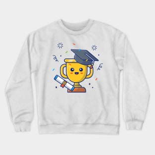 Cute graduation trophy cartoon Crewneck Sweatshirt